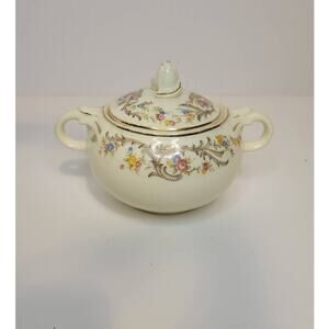 Vintage 1940's Taylor Smith Taylor Floral China Sugar Bowl with Handles and Lid